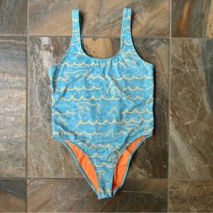 chubbies Blue & Orange Shark-Print One-Piece Swimsuit